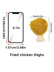 1/3 件装狗狗玩具，毛绒发声玩具，吱吱作响的狗狗玩具，耐啃咬的毛绒发声玩具，耐用的毛绒猫狗玩具，汉堡、炸鸡腿、薯条、披萨等食物造型系列宠物玩具，让猫狗快乐玩耍，宠物狗玩耍和释放压力 - 彩色 - 查看 14