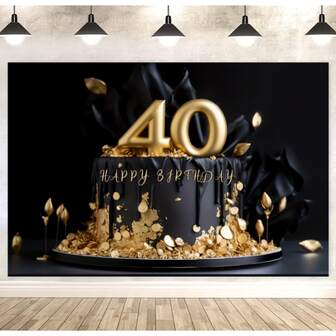 1pc 40th Birthday Banner Backdrop Decoration, Black & Gold 40th Birthday Cake Banner Background, 40th Birthday Party Photography Backdrop, 40th Happy Birthday Banner, 40th Perfect Birthday Decor