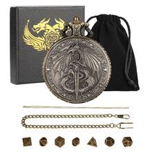 龙与地下城龙纹合金迷你多面骰子套装，配复古怀表盒——完美适用于龙与地下城（D&D）桌面游戏、角色扮演棋盘游戏配件、万智牌（MTG）、圣诞节个性化礼物（送给男友）、男士礼物创意、青少年趣味礼物 - 彩色 - 查看 14