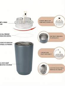 Fashion For Coffee Mug Stainless Steel Travel Water Bottle Insulated 260ml Cup, Stainless Steel Vacuum Cup, Leak Proof Reusable Double Walled Coffee Tumbler Suitable For Hot And Cold Drinks, Sparkling Water, Fruit Tea, Juice ,Coffee Gift - Light Grey - View 7