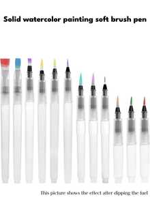 3/6/12 قطعة مجموعة أقلام حبر نافورة، فرش ألوان مائية صلبة، أقلام مياه ذات سعة كبيرة، أقلام ملونة قابلة للذوبان في الماء، هدايا، رسم وتصميم - أبيض - مشاهدة 7