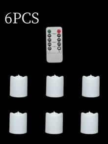 6/12/24个装闪烁无焰茶蜡，遥控LED电子蜡烛灯，逼真无烟浪漫氛围装饰灯，电池供电，续航时间超过200小时，LED许愿蜡烛，适用于家居装饰、壁炉、餐桌、卧室、浴室、露台、门廊、派对、婚礼、圣诞装饰 - 白色 - 查看 10