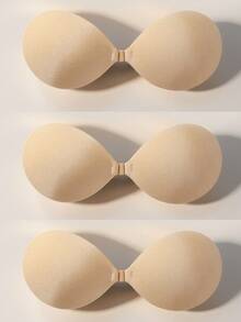 3/2/1 Pcs Apricot Rayon Strapless Bras, Invisible Adhesive Push-Up Bras, Silicone Nipple Covers, Suitable For Backless Dresses - Apricot - View 17