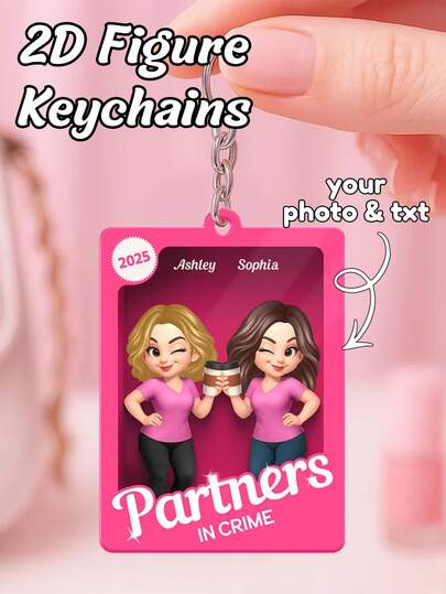 1/3/5pcs Customizable Family Photo Keychain, Personalized Acrylic Keychain, Personalized Souvenir, Can Upload Name And Photo, Christmas Gift (For Parents, Couples, Family), Customized Acrylic Portrait Gift (For Parents)