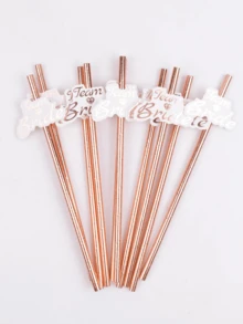 Rose Gold Paper Straws With TeamBride Flags For Hen Party Straws Bridal Shower Bachelorette Wedding Party Tableware - Multicolor - View 4