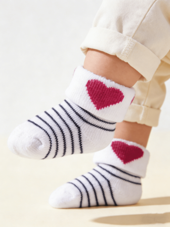 6 Pairs Newborn Baby Soft Cuff Striped Socks, Socks Can Be Folded Up Or Down, Patterned Socks Cuff, Suitable For Autumn/Winter