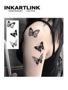 INKARTLINK Revolutionary Technology Tattoo, Semi-Permanent Tattoo, Butterfly, Waterproof, Long-Lasting Temporary Tattoo, Realistic Fake Tattoo, Plant-Based, Magic Tattoo - Black - View 8