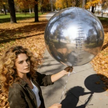 1pc - 50inch Extra Large 4D Silver Foil Balloon, Inflates To 85cm Diameter, Suitable For Birthday Party, Wedding, Farewell, Anniversary, Bachelorette Party, Home Decor - Silver - View 2