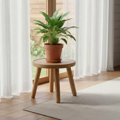 VingeGa Round Coffee Table, Indoor Plant Stand, Nightstand Coffee Tea Table, Wooden Decorative Plant Rack With Spill Tray, Round Side Table, Medieval Walnut Wood Plant Table, Raised Design, Suitable For Bedroom, Living Room, Small Spaces, Easy Assembly