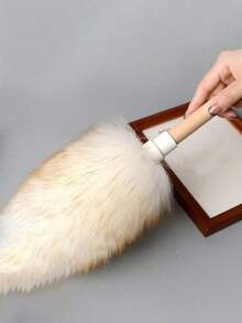 1个带手柄的羊毛除尘掸，羊毛/羊羔毛清洁刷，防静电家用除尘掸，超柔软扫地刷，适用于沙发、家具、汽车、卧室，清洁用品，清洁工具，返校必备 - 彩色 - 查看 5