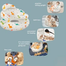 Inflatable Seat For 3-36 Months, Inflatable Baby Chair With Tray, Built-In Air Pump Back Support Sofa, Baby Sitting Chair, Floor Seat Gift For Home Travel Essentials, Durable Lightweight Design & Dinosaurs & Cartoon Pattern For Infant Learning To Sit, Infant Lounger, Playful Baby Gear