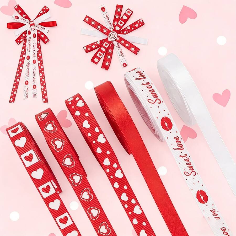Ruy băng hình trái tim màu đỏ, rộng 1cm, dài 5 thước Anh, dùng làm quà tặng ngày Valentine, trang trí ngày Valentine, nơ đỏ trang trí, dùng để gói quà, ngày Valentine, đồ thủ công, hoa tươi, sinh nhật, bao bì sản phẩm kinh doanh, tiệc tùng, đám cưới, trang trí nhà cửa lãng mạn. - Nhiều màu - Xem 1