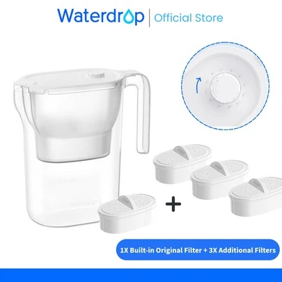 Waterdrop Water Filter Pitcher Refrigerator Water Filter Jug With 3-Month Filter, 2.5 L, Reduces Fluoride, Chlorine, And More, NSF Certified, Blue (Replacement Filter: WD-PF-01A Plus)