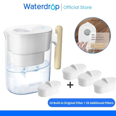 Waterdrop 3.5L Water Filter Jug With 1*90 Day Filter Cartridge, Reduces Limescale, Chlorine, Lead, Copper In Water, NSF Certified (Replacement Filter: WD-PF-01A Plus)