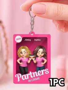 1/3/5pcs Customizable Family Photo Keychain, Personalized Acrylic Keychain, Personalized Souvenir, Can Upload Name And Photo, Christmas Gift (For Parents, Couples, Family), Customized Acrylic Portrait Gift (For Parents) - Multicolor Cartoon Keychain 2 - View 12