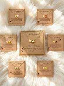 1件装垒球/足球/排球/篮球/足球项链，适合女孩和女士，运动配饰珠宝，送给爱人的礼物 - 金色 - 查看 11