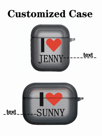 1 st anpassningsbart namn/stjärnnamn/parnamn, rött hjärta design, transparent matt stötsäkert hörlursskyddsfodral, kompatibel med 2/3/4, Pro/Pro 2, minimalistisk premium daglig användning, lämplig som present till dig själv, flickvän eller pojkvän