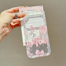 1 Peça Capa de Telefone Absorvente de Choque Anti-Queda Macia de TPU Transparente com Laço Fofo, Compatível com as Séries 15, 14, 12, 13, 16, 17, 17 Pro Max, 16 Pro Max