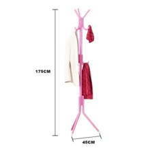 1pc Perchero De Ropa De Madera beech Simple Con 8 Ganchos, Soporte De Ropa Ajustable En Altura Para Sombreros, Abrigos, Bolsas, Bufandas, Organización De Almacenamiento Doméstico Para Oficina, Entrada, Pasillo, Sala De Estar, Dormitorio, Hogar, Dormitorio  Soporte de Capa 9/12 Ganchos Metal Perchas montadas Sombrero Sombrero Abrigo Pantalla Estante Estante Ropa Ropa Ropa Ropa Ropa Organizador Muebles Perchero Rack para Ropa - Rosa - Ver 9