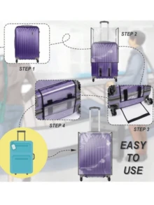 1 pieza Funda transparente de PVC para equipaje (18-30 pulgadas), Funda protectora de equipaje, Protector de maleta, Accesorio esencial de viaje, Adecuado para viajes de vacaciones. - transparente - Ver 5