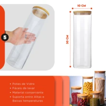 Airtight Glass Jars - Set Of 5 - For Food With Bamboo Lid - NYBC