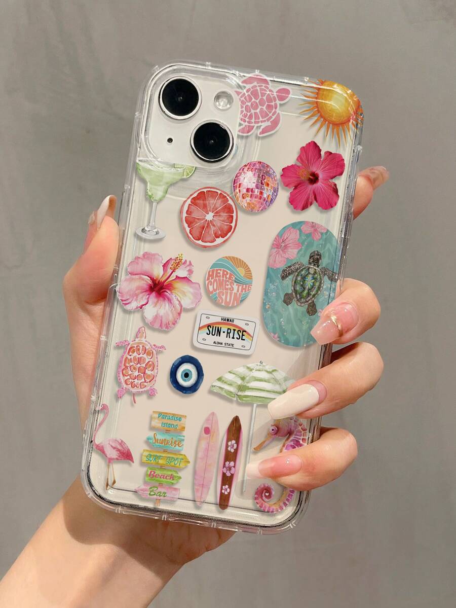 1个充气花朵火烈鸟简约TPU防震手机壳，兼容苹果17、16、15、14、13、12、11 Pro Max、Air和Series系列 - 彩色 - 查看 1