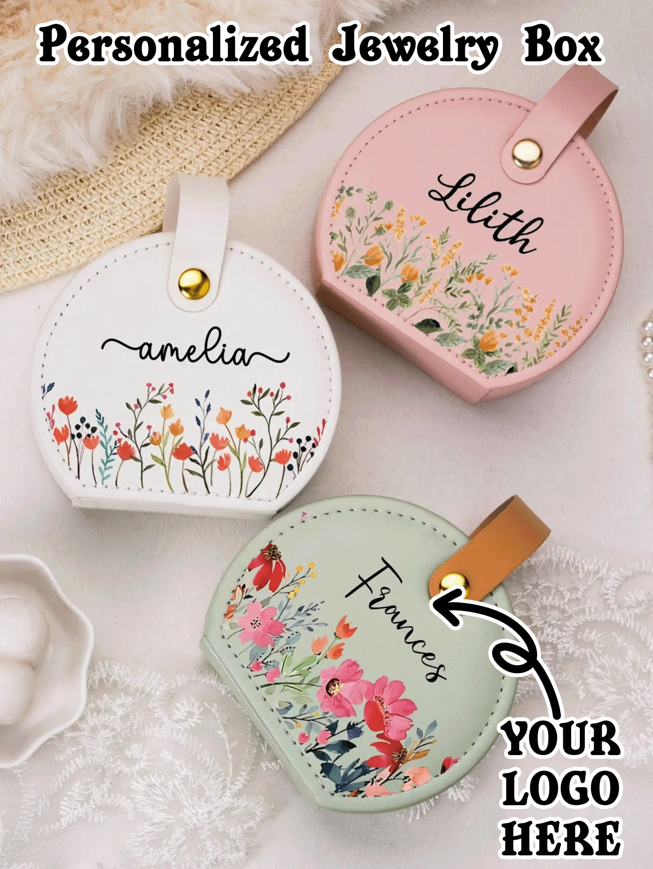 Joyero personalizado, bolsa de almacenamiento de joyas con nombre personalizado, recuerdo, regalo de vacaciones, regalo de cumpleaños, regalo para fiestas y festivales - W-286 Joyero - Ver 1