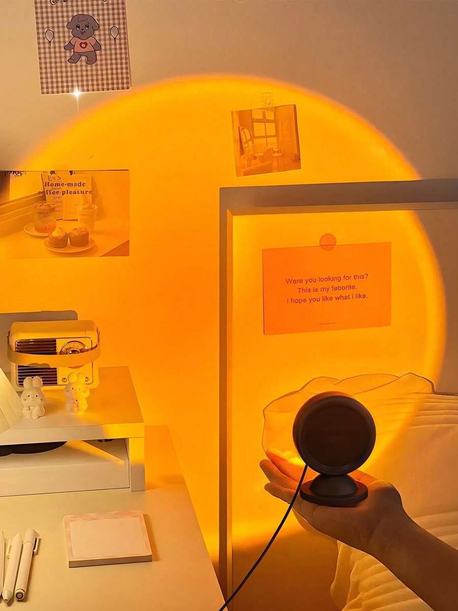 1 件日落灯 LED 聚光灯、日落灯投影仪、迷你创意投影氛围灯，适用于摄影自拍家居和卧室装饰咖啡店圣诞礼物，秋冬必备品 - 黑色 - 查看 1