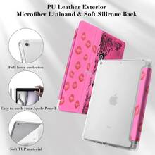 A Lip Prints And Burn Book-Patterned IPad Case And  Tablet Case | Flip Cover Doubles As A Stand | Features A Pen Slot | Compatible With IPad Pro M4/IPad Pro 6th/IPad Pro 5th/IPad Pro 4th/IPad Pro 3rd/IPad Pro 2nd/IPad 11th/IPad 10th/IPad 9th/IPad 8th/IPad 7th/IPad Air 7th/IPad Air 6th/IPad Air 5th/IPad Air 4th/IPad Air 72rd - Nhiều màu - Xem 5