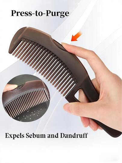 1支装自清洁空心齿按摩手柄去屑梳 - 头皮排毒梳，去除头屑和油脂 - 男女通用去屑发梳，多功能发梳