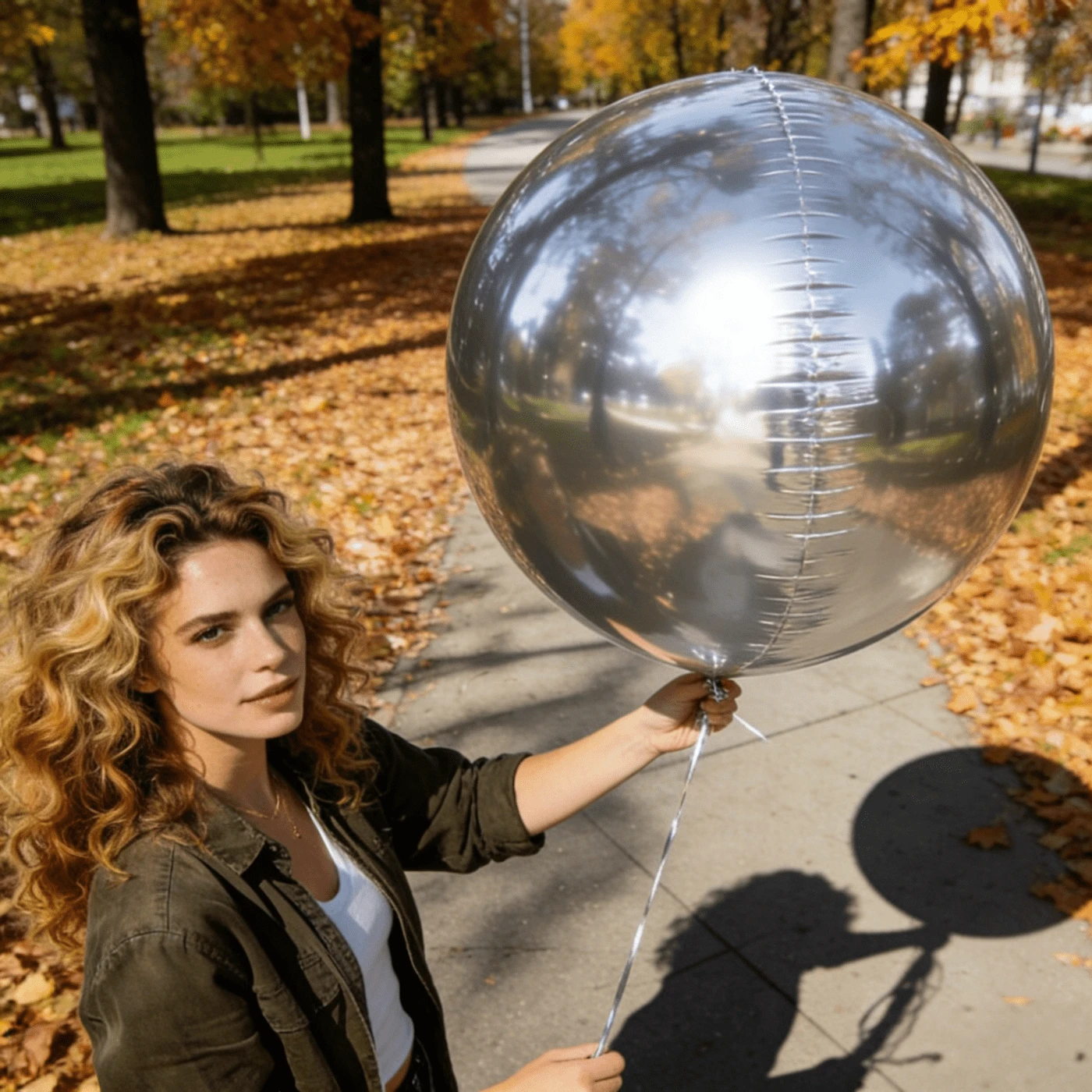 1pc - 50inch Extra Large 4D Silver Foil Balloon, Inflates To 85cm Diameter, Suitable For Birthday Party, Wedding, Farewell, Anniversary, Bachelorette Party, Home Decor - Silver - View 1