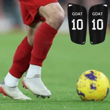 زوج واحد من واقيات الساق GOAT مقاس 10 مثقوبة بشكل قطري، لون أسود وأبيض كلاسيكي، متينة وخفيفة الوزن، مناسبة لكرة القدم والكرة الطائرة والرغبي والريشة الطائرة والرياضات الأخرى، الخيار الأفضل لهدية عيد الميلاد - متعدد الألوان - مشاهدة 8