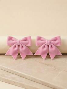 2 PCS Pink Valentine's Day Bow Hair Clips Cute Velvet Hair Accessories For Women,Hair Bows Fall Bowknot Alligator Barrettes Hairpins For Women,Christmas Party Dress Hair Accessories Handmade Birthday Gift,Hair Ribbons For Winter For Valentine's Day Gift Thanksgiving Day Pink Bow, Claw Clips, Hair Slide - Pink - View 1