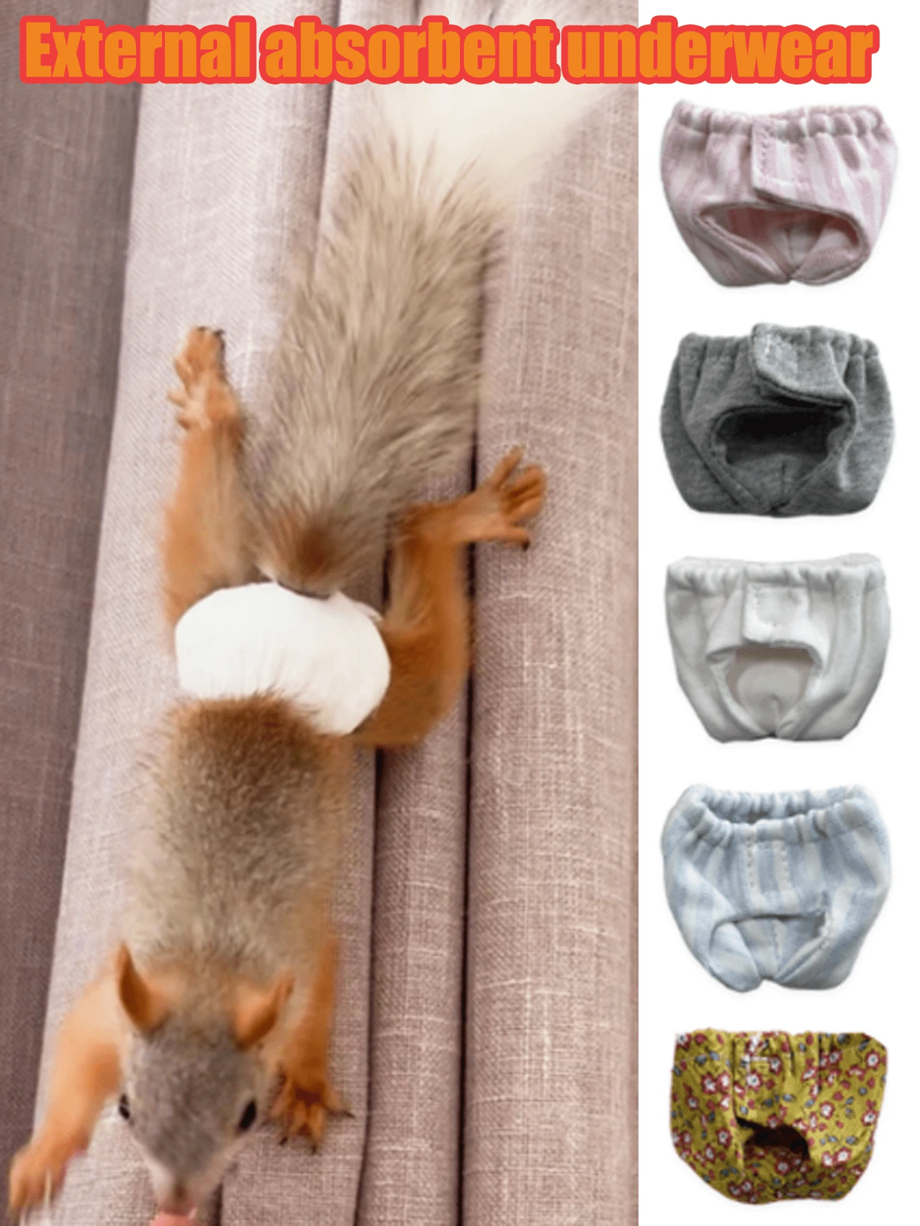 1条可调节可重复使用可水洗小型宠物尿布，高吸水性，带扣裤型，防漏，适用于仓鼠、蜜袋鼯、松鼠和其他小型宠物。宠物最佳礼物。