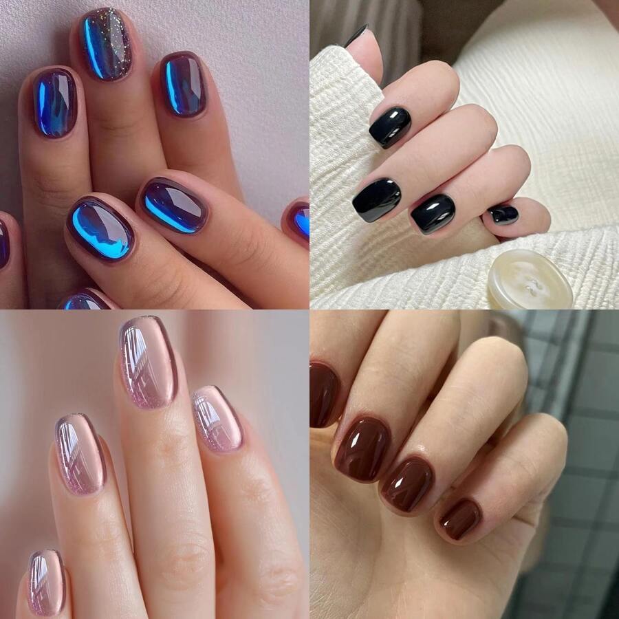 4 Boxes 96Pcs Short Squoval Press On Nails Short Oval Square Tip Black Press On Nails, Simple Solid Color False Nails For A Minimalist European & American Style, Edgy & Classy Fake Nails For Women & Teens, All Season Wear For Daily, Office, Party.Kit De Uñas,Nail Art Supplies,Christmas Decorations,Nails Christmas,Christmas Gifts For Women, - Gói hỗn hợp 632 - Xem 1