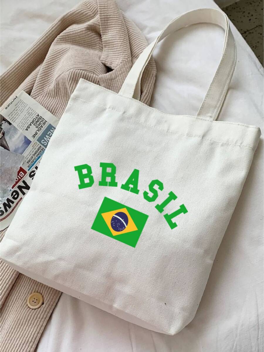 Printed Ecobags Brazil Beach Bag 100% Cotton 35x40 - 米色 - 查看 1