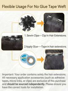 PU Hair Weft Hair Extensions Tape In Hair Extensions Real Human Hair Remy Hair Extensions Straight Seamless Hair Invisible Long Tape PU Weft Human Hair Bundles Natural Hair Extensions - Multicolor - View 9