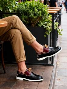 男士休闲乐福鞋、柔软男士运动鞋、户外鞋 - 黑色 - 查看 6