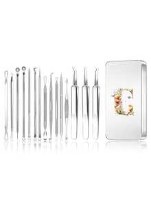 Brodark 15pcs/Set Iron Box Acne Blackhead Remover, Pore Cleansing Tool, Deep Cleansing Facial Care Tools - Silver - View 27