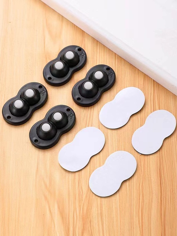 4pcs Premium Double Ball Multi-Functional Adhesive Rotating Casters - Ball Casters With 360-Degree Rotation, Double-Headed Universal Wheels, And Stainless Steel Adhesive For Storage Boxes, Garbage Cans, And Small Electric Appliances - Easy Installation And Durable Performance