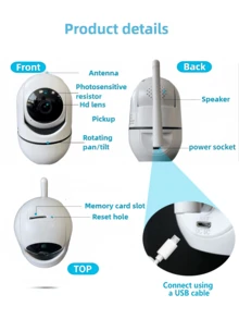 closeli 1pc 1080P+355° Panoramic Rotating Wireless Security Camera For Home, Indoor/Outdoor IP Camera With 2.4G WiFi, HD Night Vision, Remote Monitoring, Multi-User Sharing, Two-Way Audio, Remote Playback, Motion Detection Tracking, Pet/Baby Monitor