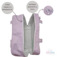 Let Baby Kit 5 Peças Bolsa Mala Maternidade Nuvem Grande C/ Trocador e Mochila Várias Cores Menino ou Menina - Lilás c/ Laços de Luxo - Visão 4