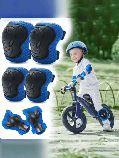 6pcs Kids Knee & Elbow Pads Set, New Ox Pattern, 6pcs Protective Gear Combo Including Knee Pads And Elbow Pads, Suitable For Children Outdoor Sports Like Cycling, Roller Skating, Skateboarding, Ice Activities