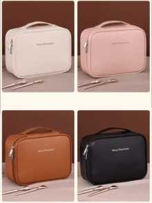 1 túi đựng mỹ phẩm du lịch đa năng, túi đựng cọ trang điểm dung tích lớn, túi mỹ phẩm nhiều lớp có thể tháo rời, túi đựng đồ trang điểm chống thấm nước, túi xách tay di động, thích hợp để đựng các vật dụng làm đẹp, chăm sóc da, cọ trang điểm, đồ dùng du lịch và nghỉ dưỡng, đồ dùng học tập. - Màu Khaki - Xem 7