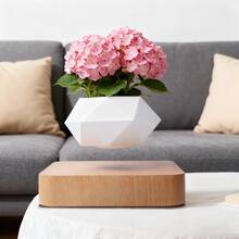 Magnetic Levitating Plant Pot Floating Planter Levitating Air Bonsai Pot,Cool Stuff,Levitating Magnetic Bonsai Pot - 360° Auto Rotating Floating Planter For Small Plants/Herbs, Quality Resin Decor For Home Office Desk, Unique Gift For Friends Lovers - 淺棕色 - 查看 7