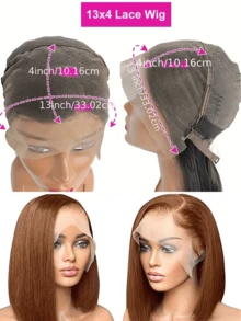 Bob Wig 4/27 蜂蜜金蕾丝前假发 真人发挑染蕾丝前假发 真人发透明 13x4 蕾丝前假发 女士波波头假发 预先拔毛并带有婴儿发 - S4/27 - 查看 3