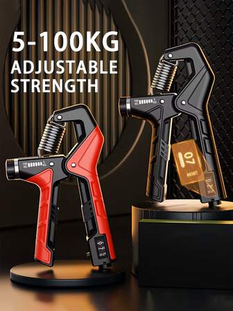 1個 R型調整可能 手のグリッパー、100kg耐荷重、筋力強化モデル、ジム、スポーツ、体操、自宅でのエクササイズ