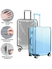 1 pieza Funda transparente de PVC para equipaje (18-30 pulgadas), Funda protectora de equipaje, Protector de maleta, Accesorio esencial de viaje, Adecuado para viajes de vacaciones. - transparente - Ver 7