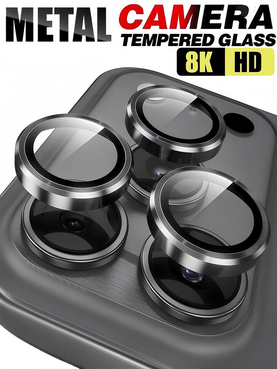 Bộ 3 miếng dán bảo vệ ống kính camera bằng kim loại, tương thích với iPhone 17 Pro Max/17 Pro, dễ dán, chống trầy xước, bảo vệ toàn diện, tương thích với ốp lưng bảo vệ.