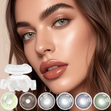 Christmas Green Contact Lenses, Cat-Shaped Contact Lens Case, Moisturizing Type, Suitable For Christmas Use, Single-Use For One Year, Can Be Worn Daily, Is A Selected Christmas Gift, A Prop For Creating A Christmas Atmosphere, Suitable For Makeup Parties, Birthdays And Holiday Gifts. - 彩色 - 查看 1